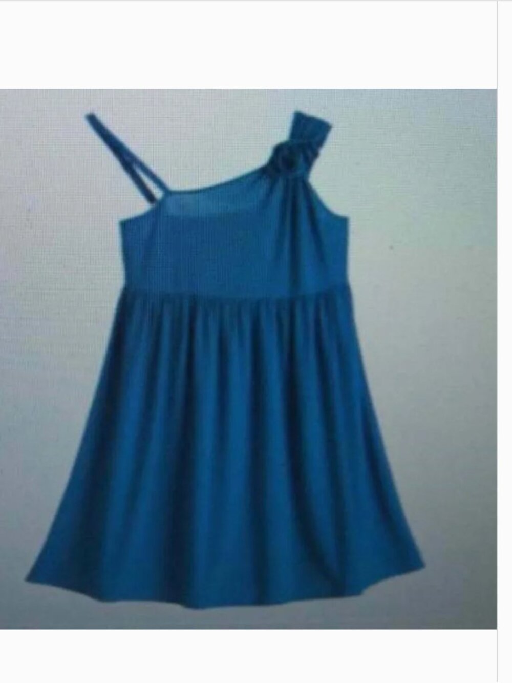 Elle Party Dress Womens L Teal Asymmetrical 1 Shoulder Empire Waist Stretch